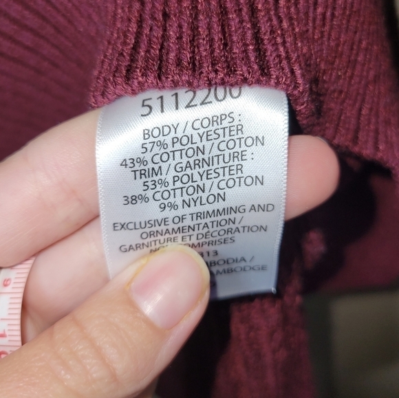 Bleu Gray Small cable knit tunic length crew neck sweater relaxed fit burgundy - Picture 6 of 6